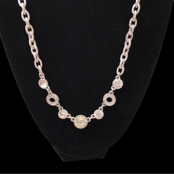 Jones New York Costume Silver Necklace with Crystal Gems - Picture 7 of 7
